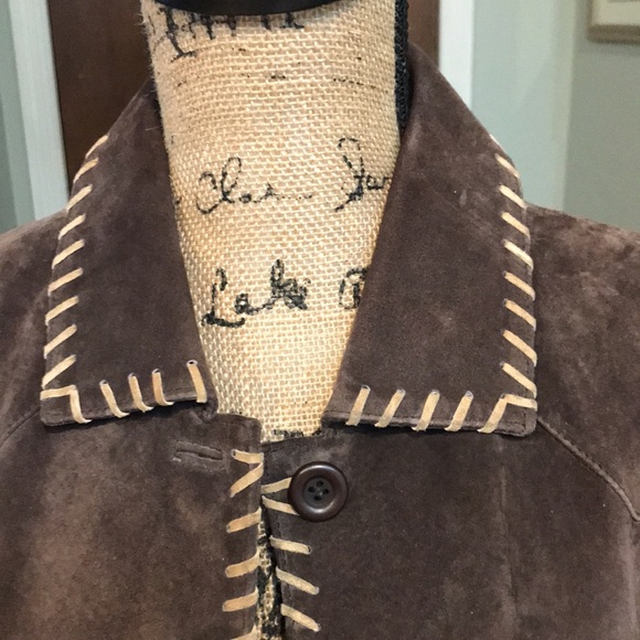 Roper Brown Leather Suede Jacket Size with Floral Embroidery. - Picture 3 of 9